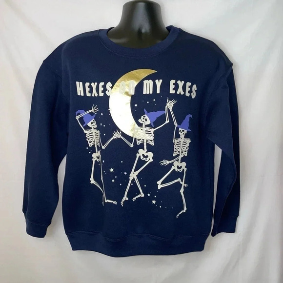 Women’s Wound Up Hexes on My Exes Crewneck Sweatshirt Pull Over Size Large - Picture 1 of 10